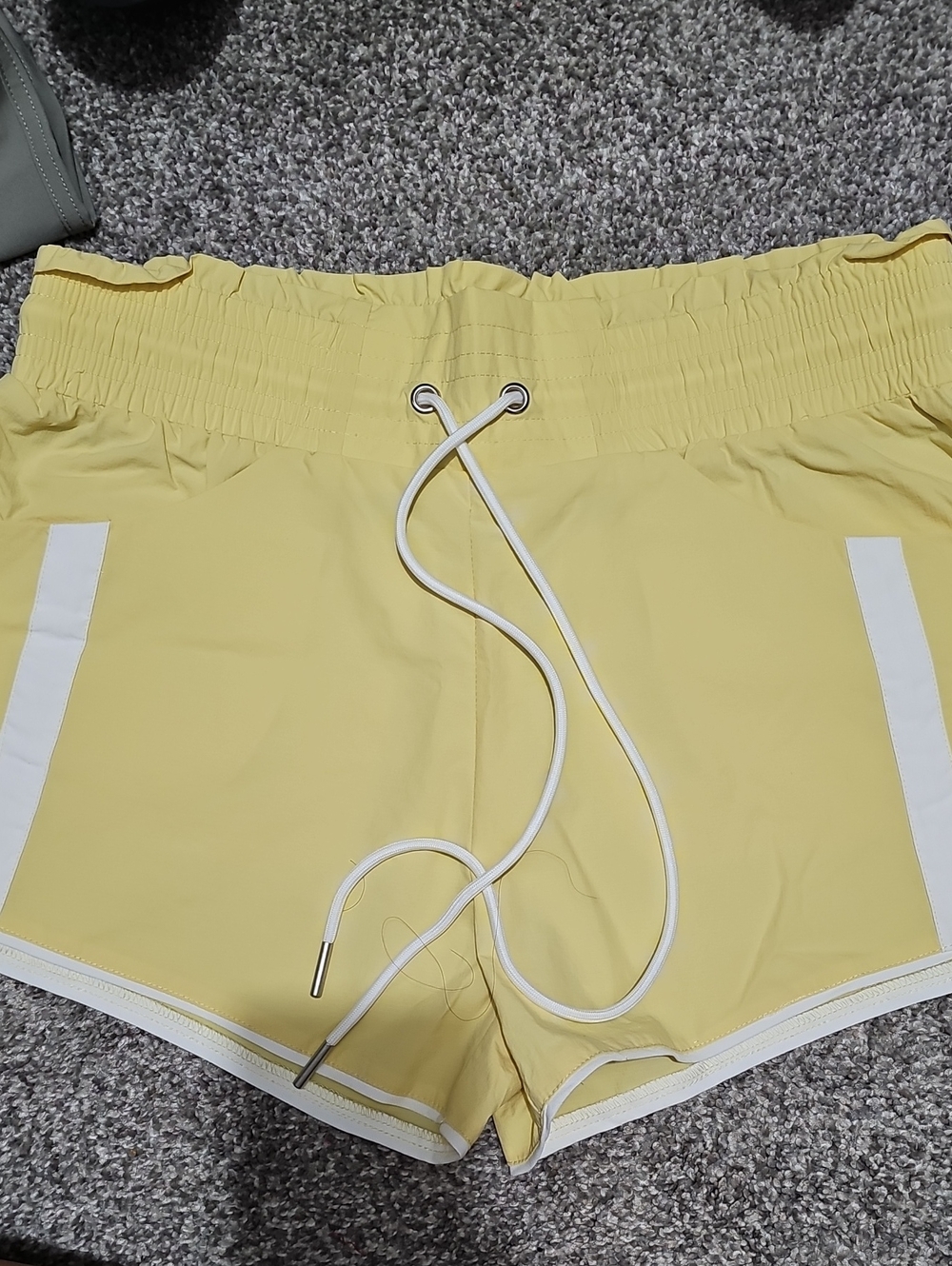 BUCKETLIST Light Yellow Women's Athletic Shorts with White Trim-NWOT